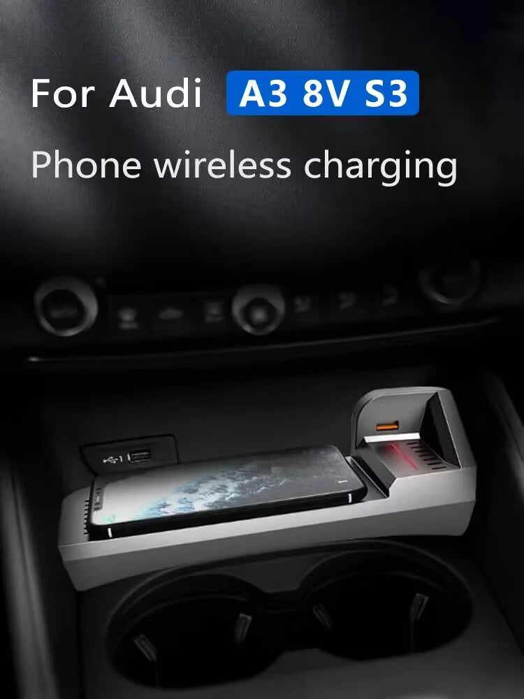 15W Car wireless charger For Audi A3 8V S3 2014-2020 charging pad phone holder fast charge mobile stand Accessories Interior