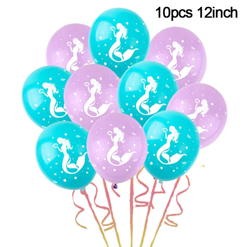 Mermaid Birthday Party Decoration Disposable Tableware Set Little Mermaid Tail Plates Girl Mermaid Party Supplies Wedding Decor
