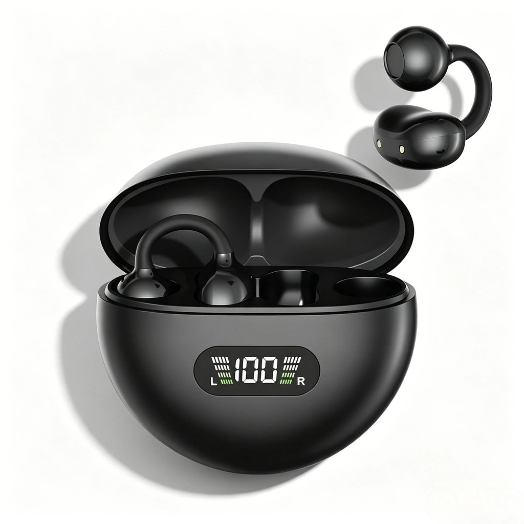 Digital Display Ear Clip Headphones Wireless Bone Conduction