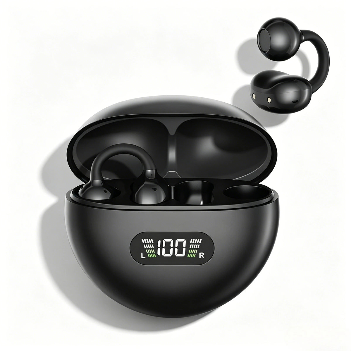 Digital Display Ear Clip Headphones Wireless Bone Conduction