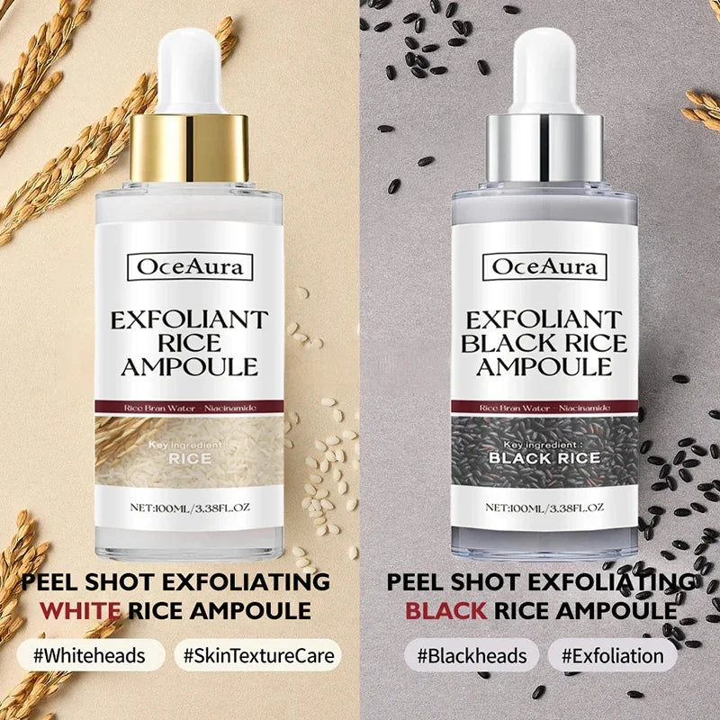 White Black Rice Exfoliating Serum Peel Shot Facial Moisturizing Soften Blackhead Removal Hydrating Shrink Pores Skin Care Korea