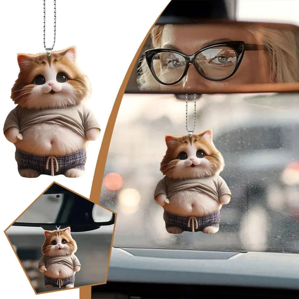 Fat Puppy Keychain 2d Flat Acrylic Cartoon Dog Ornament Car Mirror Backpacks Hanging Pendant For Home Decor G3z1