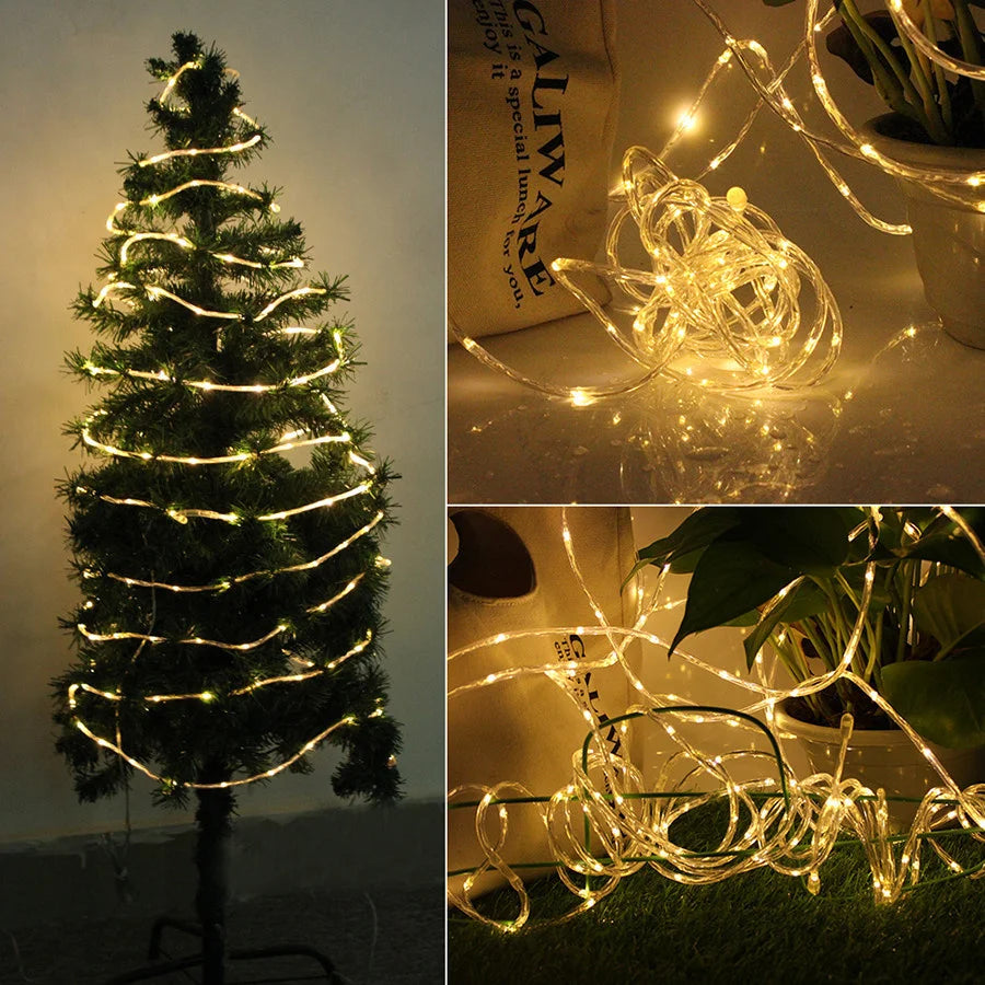 LED Tube Rope String Light Outdoor Waterproof Christmas Garland