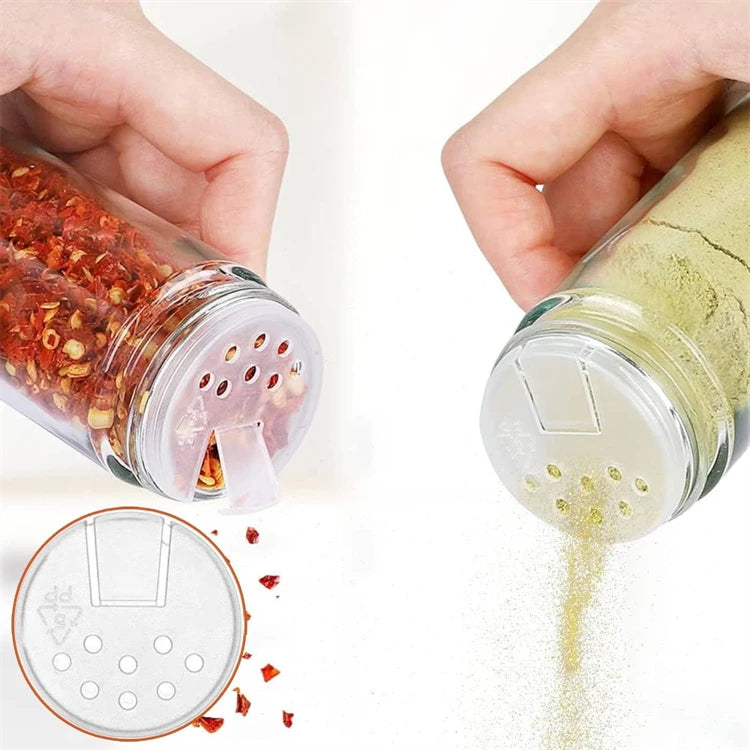 12Pcs Glass Spice Jars with Labels Kitchen Accessories 4oz Square Seasoning Containers Kitchen Salt Herbs Sugar Bottles JT510