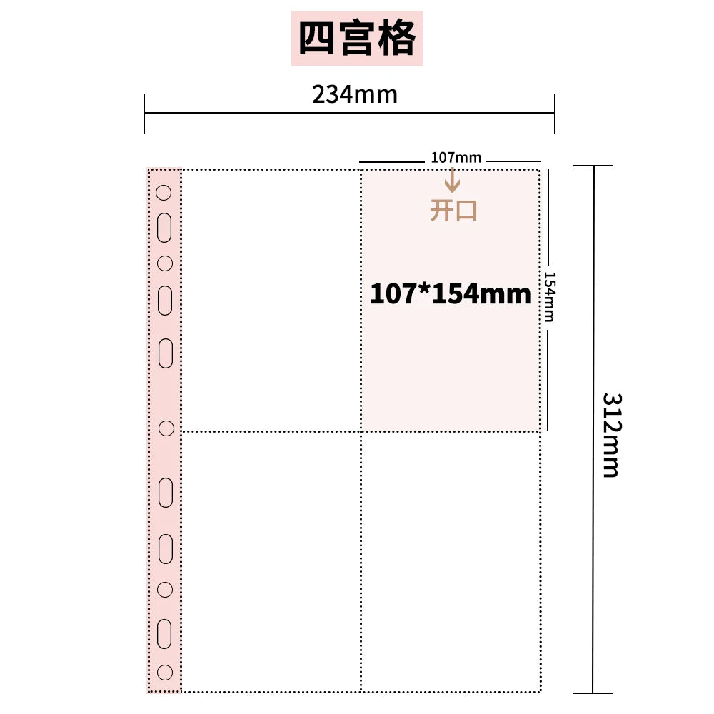 10Pcs A4 Double Sided Photo Sleeves Pages -Thick Clear Photo Album Inserts For Trading Cards, Postcards, Polaroids, Laser Ticket