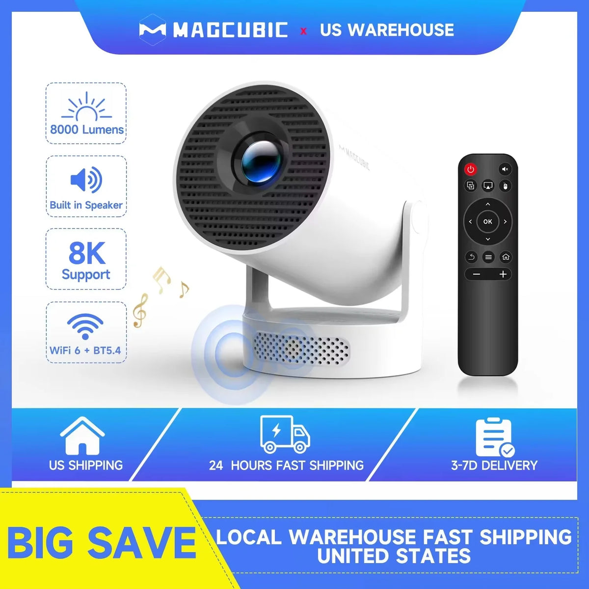 Magcubic HY300 Pro + Projector 8K 720P With 5W