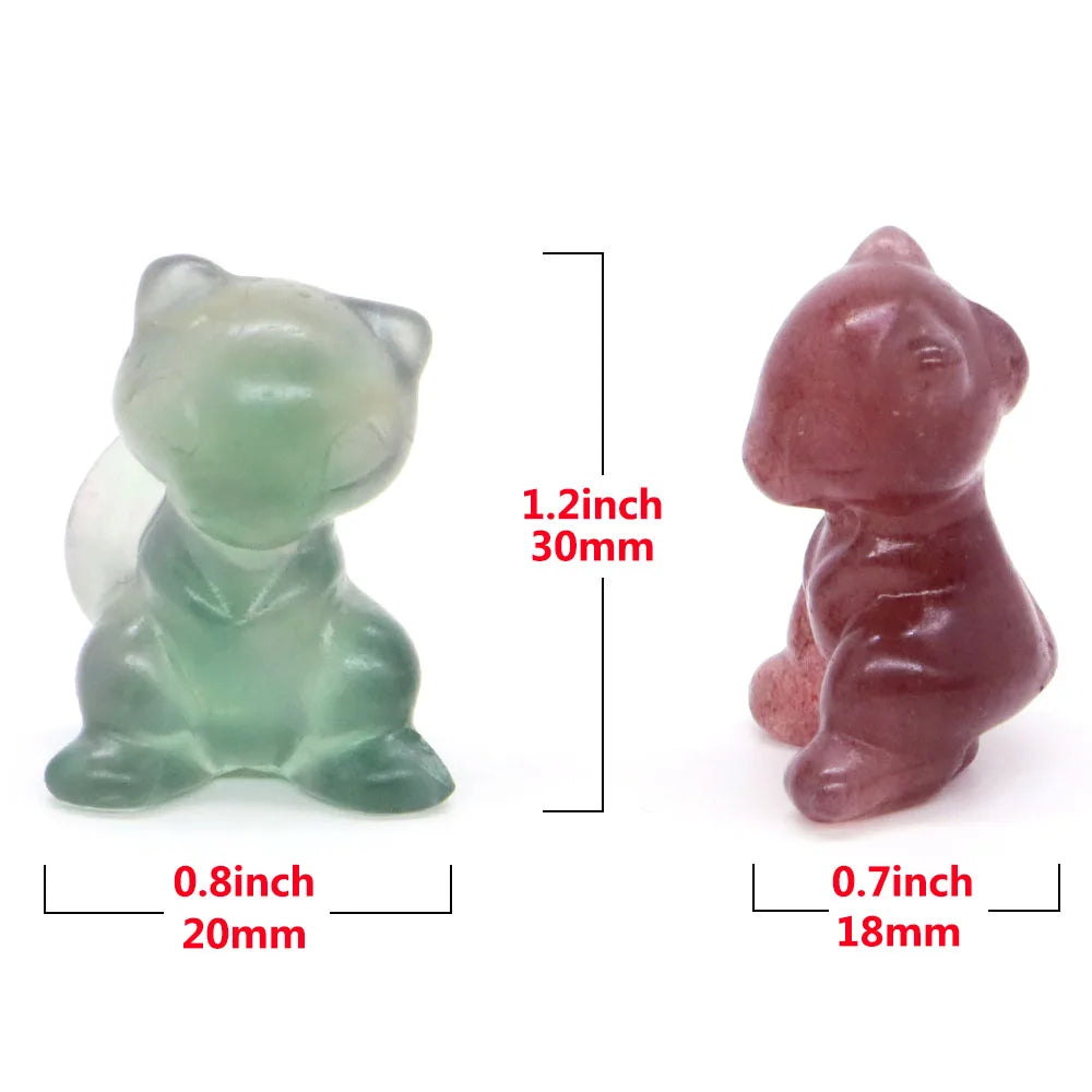 30mm Cartoon Alien Cat Statue Natural Healing Crystals Stone Carving Cute Animal Figurine Crafts Home Decor Ornament Kids Gifts