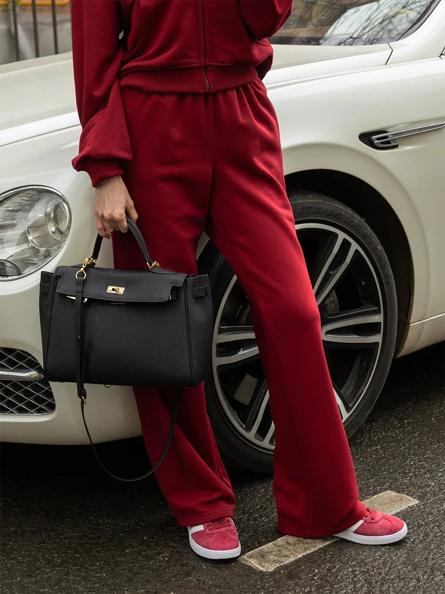 Sumuyoo Short Zipper Hoodie Set Women's 2025 Autumn Winter Casual Sports Hoodie Sweatshirt Wide Leg Pants 2 Piece Set
