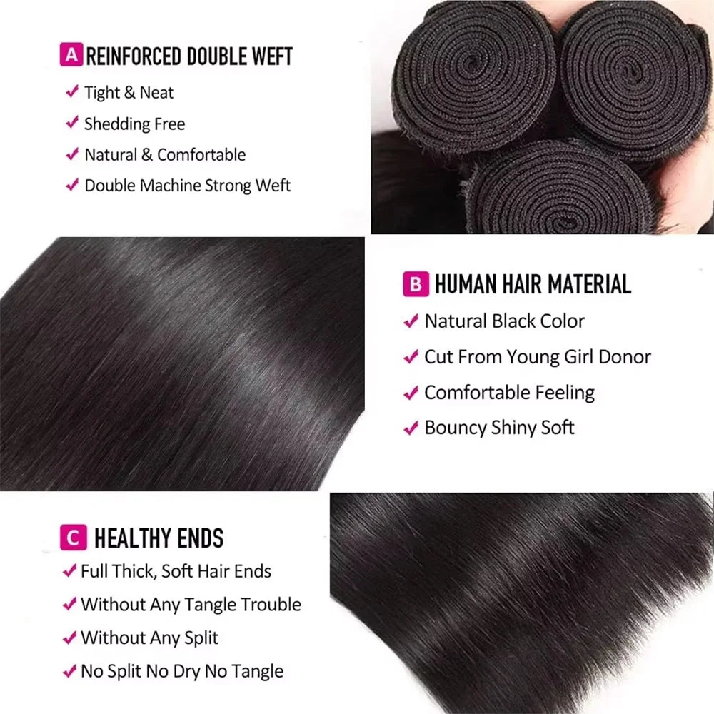 Bone Straight 20 30 40 Inches Long Women Hair