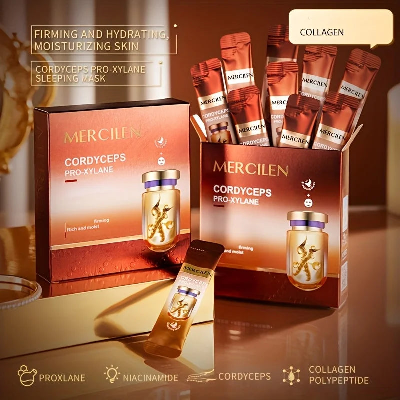 20pcs Mercilen Cordyceps Pro-Xylane Sleeping Facial Masks Anti Wrinkle Moisturizing Whitening Anti-Aging Face Mask Skin Care