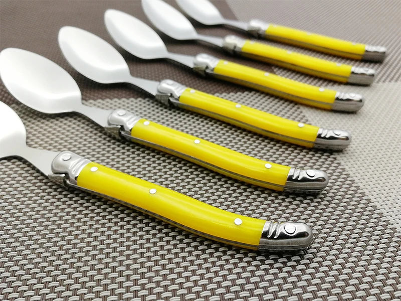 Laguiole Teaspoon set Mini Small Coffee Spoons Ice Tea Spoon Stainless Steel Stirring Dessert Scoop Flatware 6'' 15.5cm 4-10pcs