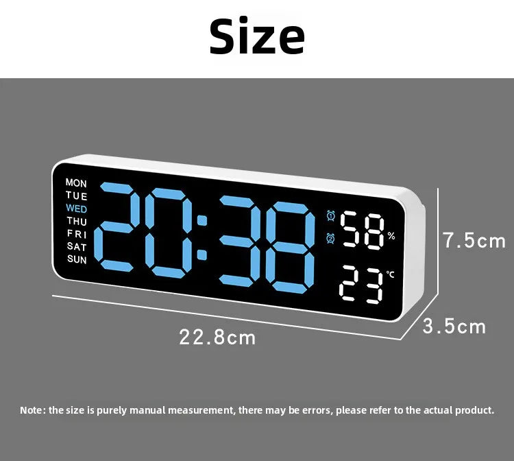 Hot 9 Inch Large Digital Wall Clock USB Powered TEMP Humidity Week Auto Dimmer DST Table Clock 12/24H Electronic LED Alarm Clock