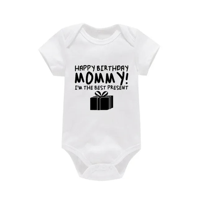 Happy Birthday Mommy Baby Cotton Clothe Baby Onesie Bodysuit Cute