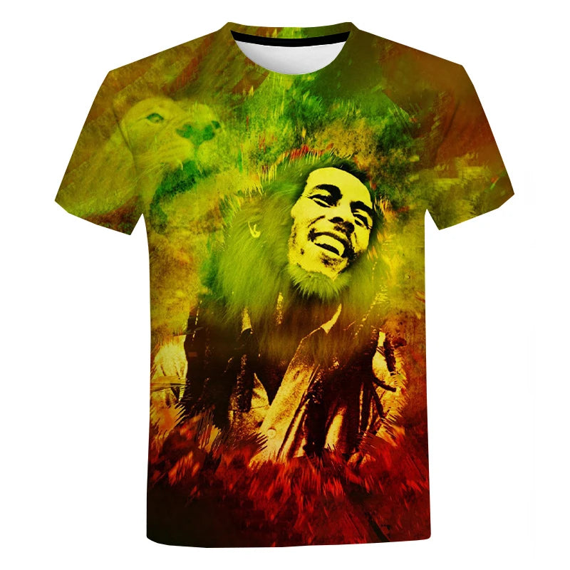 Popular Hip Hop Singer Bob Marley 3d Printed T-shirt Unisex Popular Harajuku Sweatshirt Music Rock Streetwear Plus Size Tops