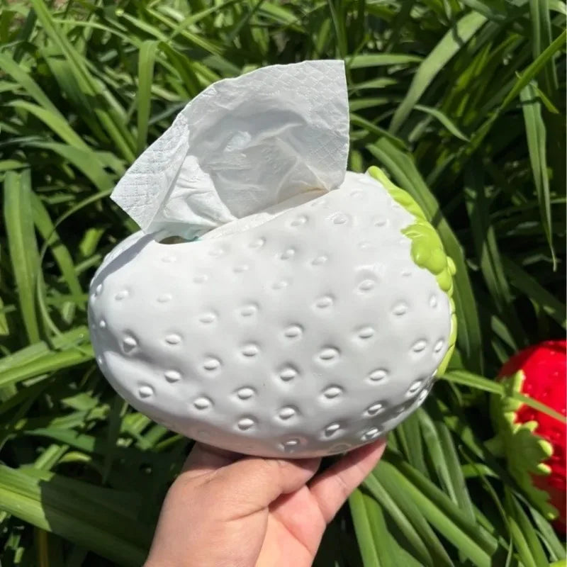 Creative Cute Strawberry Tissue Box Universal Napkins Box Plastics Paper Towel Case Bedside Table Large Capacity