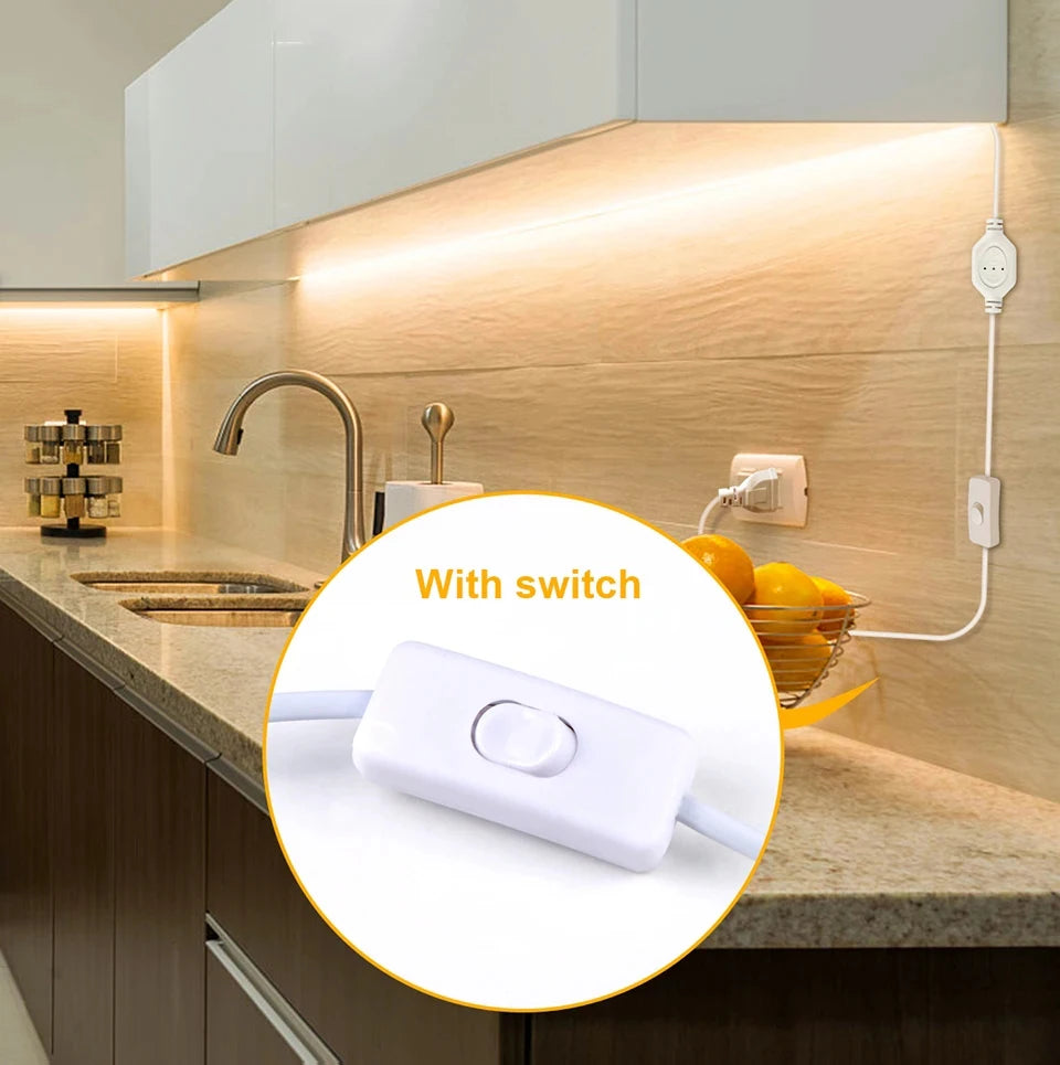 COB LED Strip Light 220V EU Plug High Brightness Flexible Ribbon Tape 220V Led Strip For Home Kitchen Lighting