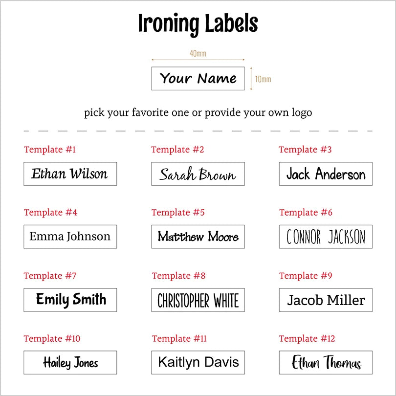 Custom Ironing Labels, Personalized  Name, Clothing, Custom Text, Children's names,school labels,brand tags,100% Cotton (TB5650)