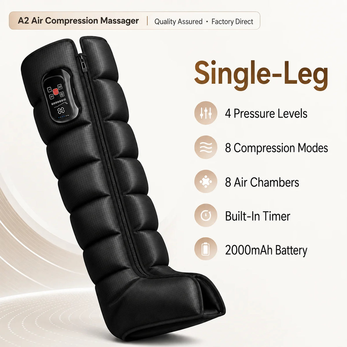 Single Leg Air Compression Massager 8 Air Chambers 8