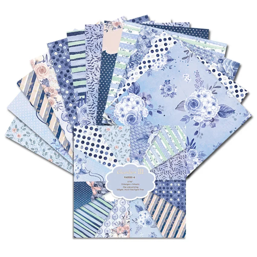 6x6 Scrapbooking Paper Pad  6/12 Sheets Floral Pattern Decorative Paper For Journaling Collage DIY Crafts