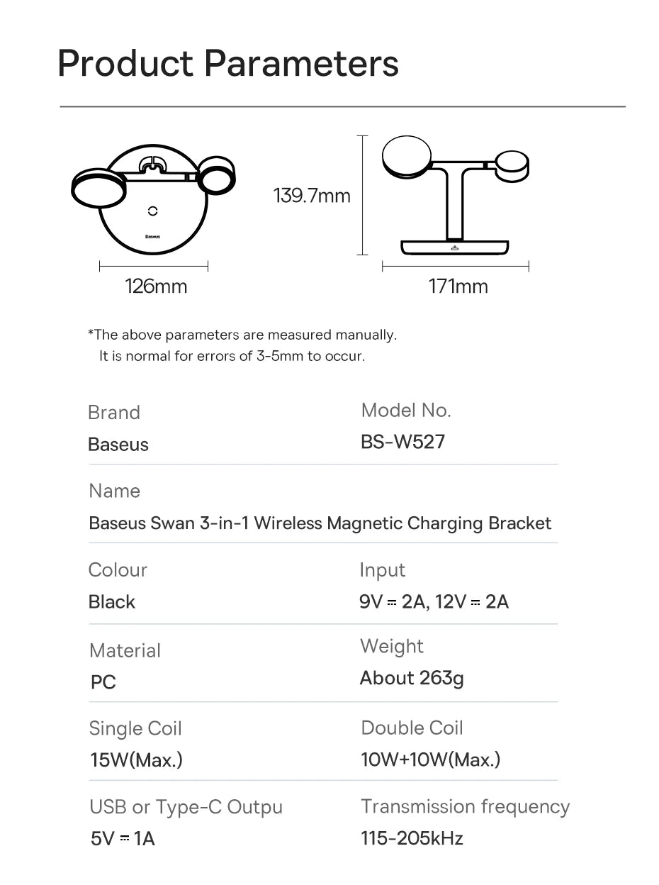 Baseus 3 in 1 20W Magnetic Wireless Charger Stand For iPhone 16 15 14 Pro Airpods Apple Watch Phone Fast Charging Station Holder