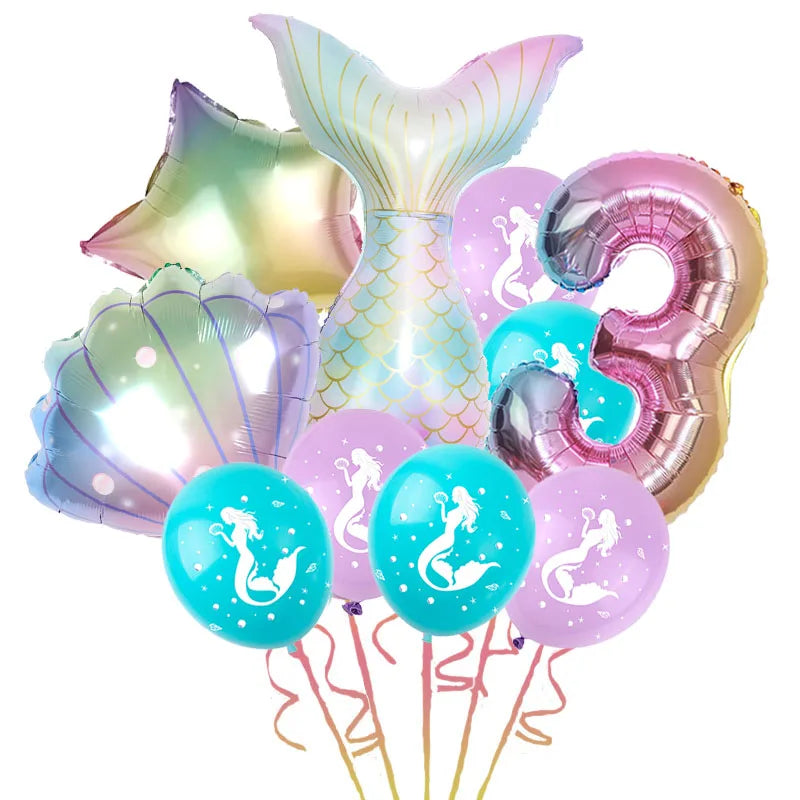 Mermaid Birthday Party Decoration Disposable Tableware Set Little Mermaid Tail Plates Girl Mermaid Party Supplies Wedding Decor