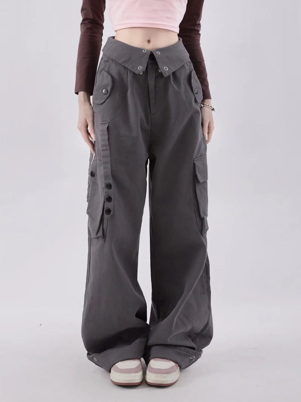 Y2K Cargo Pants Women Low Waist Sweatpant Side Streetwear Vintage