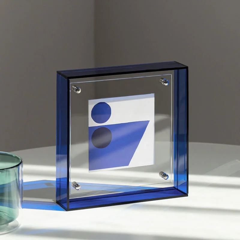 Color Acrylic Picture Frame Pendulum Table Square 4-inch Postcard Double-sided Display Stand Transparent Picture Frame Picture