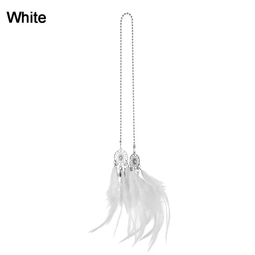 Feather Mirror Car Pendant for Girls Lucky Ornament Hanging Charm Home Decor Car Interior Accessories