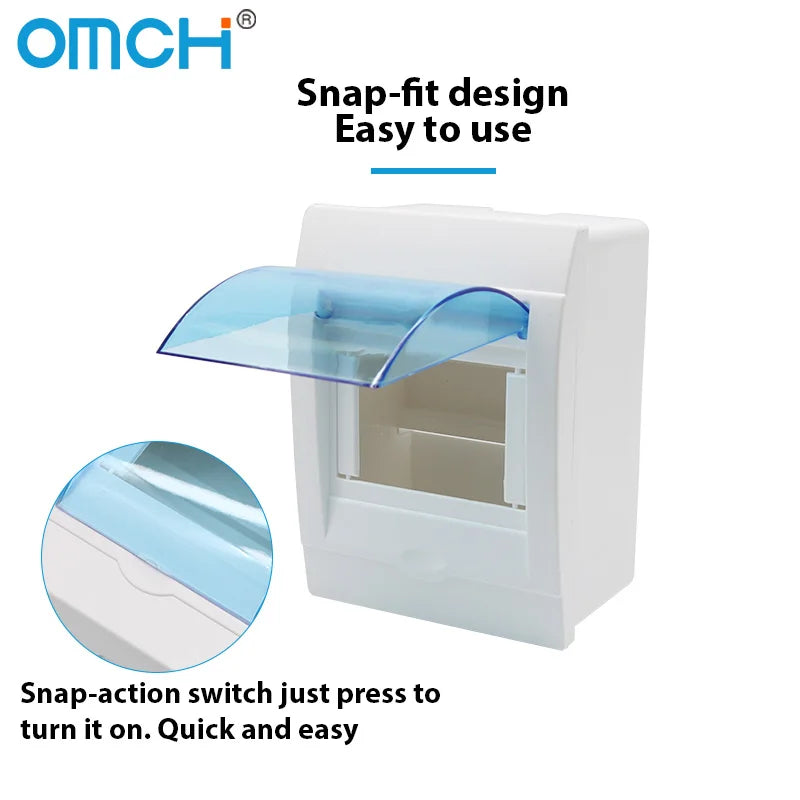 OMCH IP30 Indoor Distribution Box Plastic Consumer Unit Enclosure with Transparent Window ABS Plastic Power Distribution Box