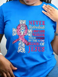 Women's Trendy Crew Neck T-Shirt Pink Ribbon Breast Cancer