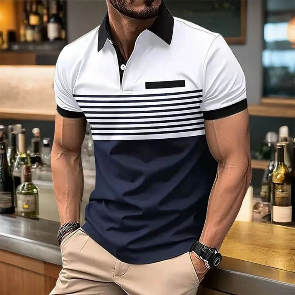 European and American Men's Summer Fashion Striped Print Comfortable