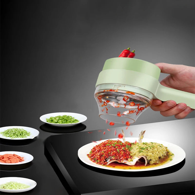 4In1 Electric Vegetable Cutter Set Handheld Wireless Electric Garlic