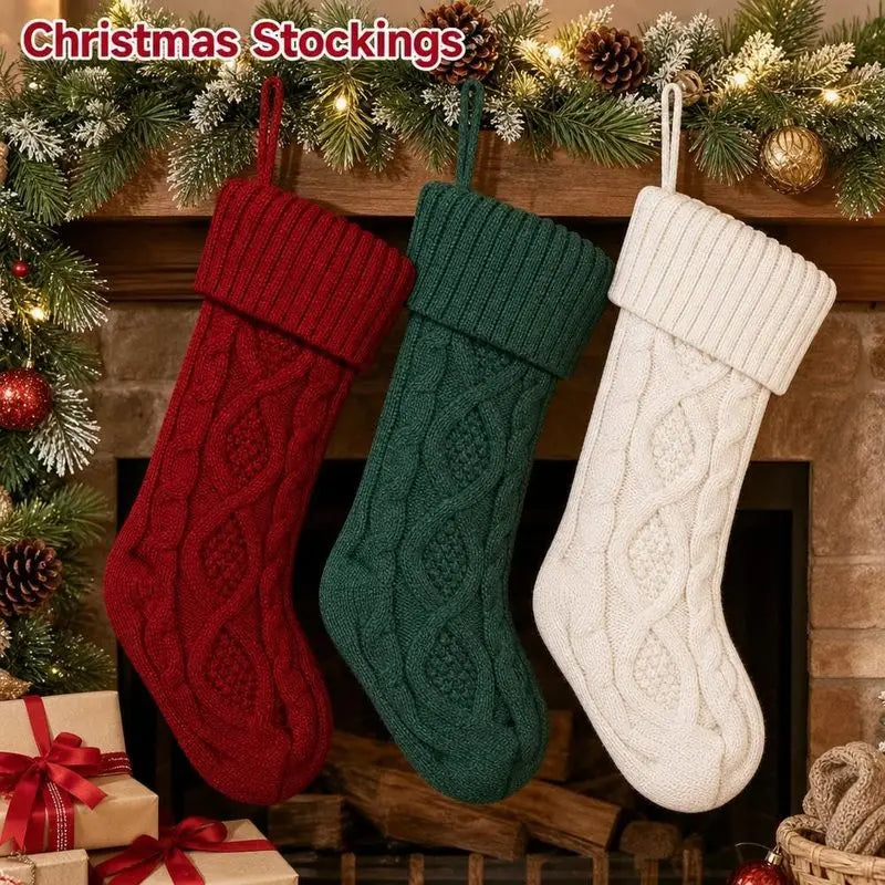 Knitted Christmas Stockings,Soft Xmas Stockings,Christmas Hanging Socks,Christmas Tree Decoration for Christmas Party