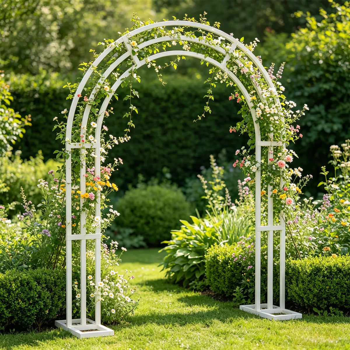 260CM Tall White Wedding Arch Stand Metal Backdrop Garden