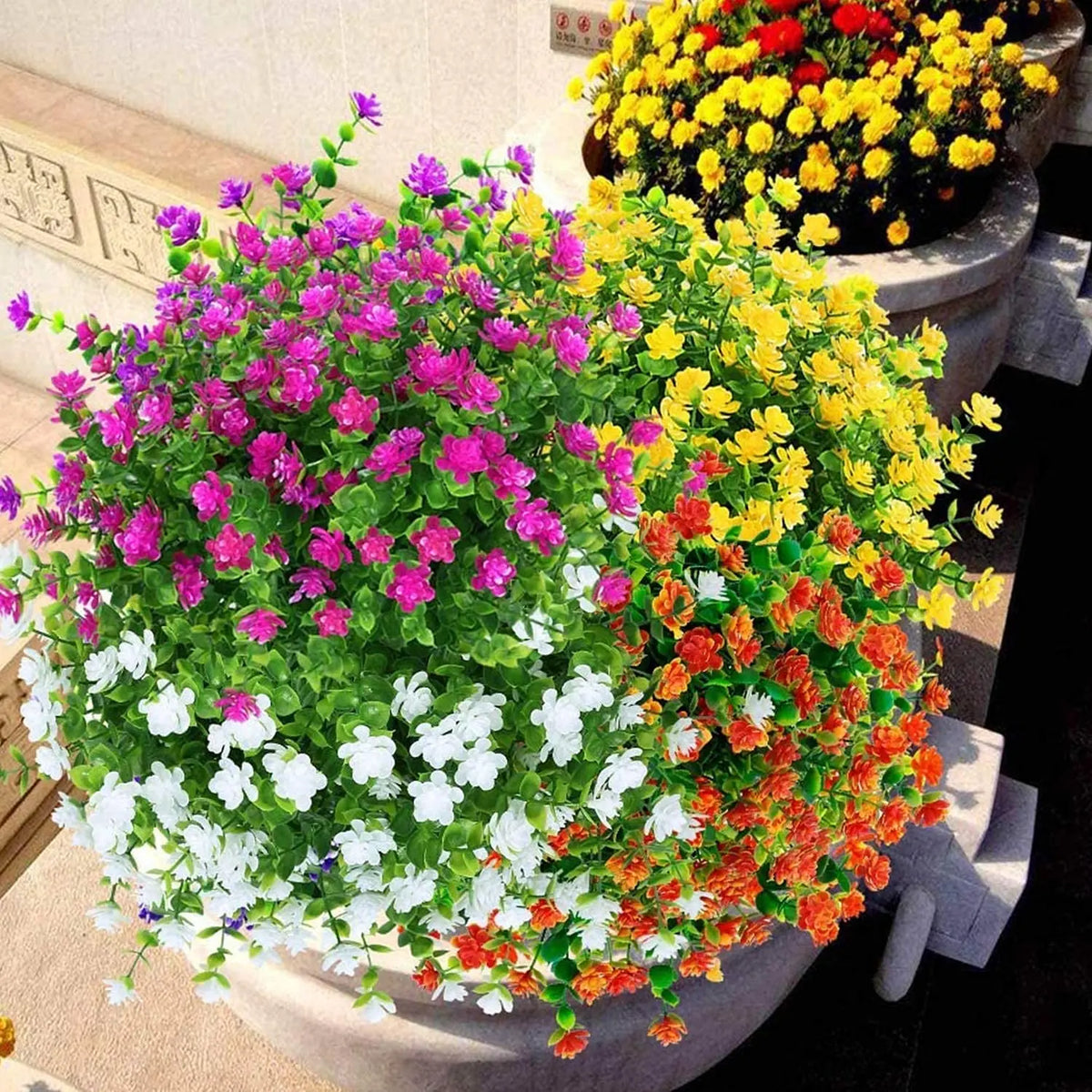UV-Resistant Artificial Outdoor Flowers, 5 Pack