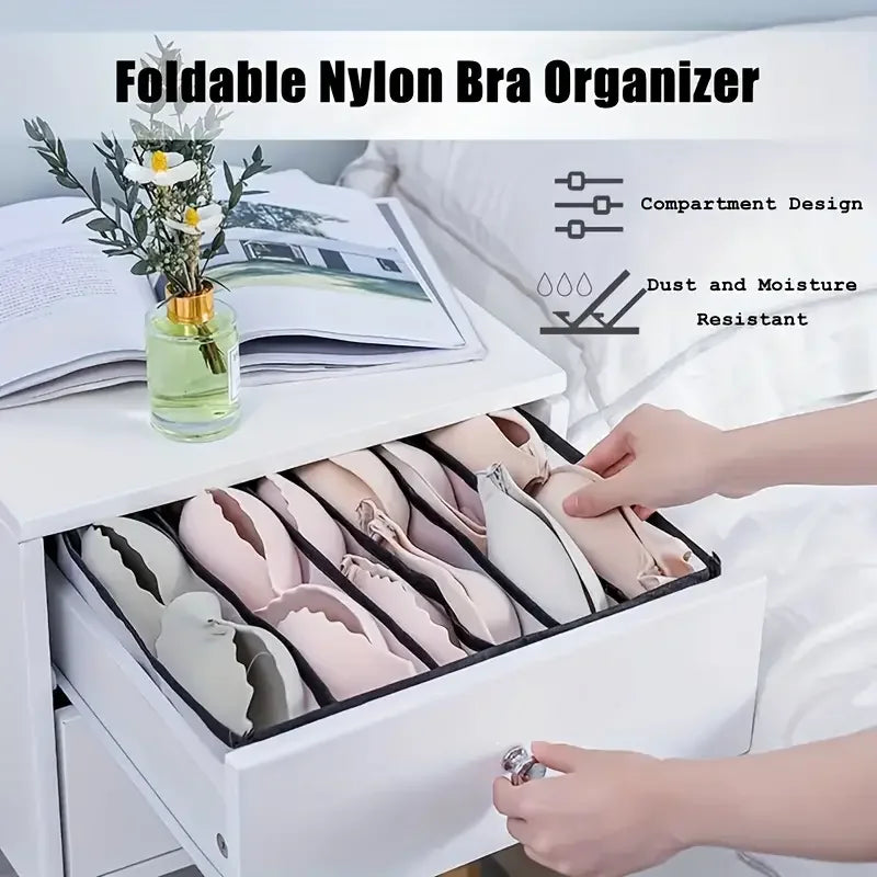 5-Pack Home Storage Boxes Foldable Plaid Underwear Combination Bags - Nylon Drawer Dividers for Socks, Panties and Underwear
