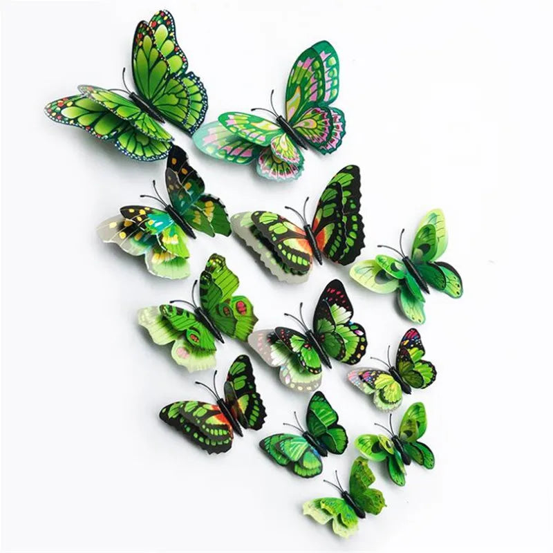 12Pcs 3D Double Layer Butterfly Wall Sticker on The Wall for Home Decor DIY Butterflies Fridge Magnet Stickers Room Decoration