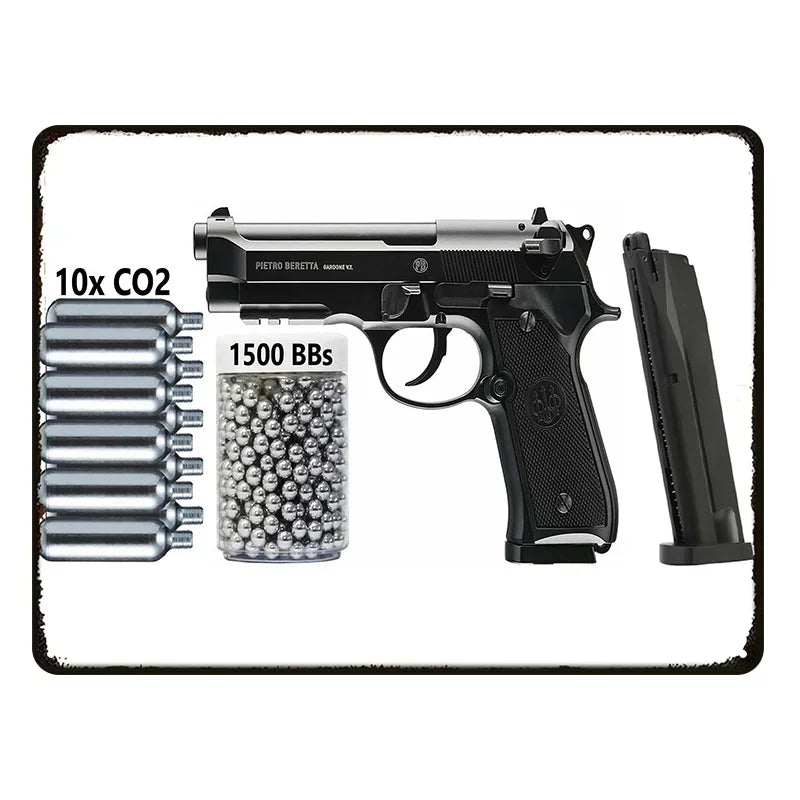Vintage Pistol Metal  Sign Retro Gun Wall Art Iron Plaque HD Print for Home Bar Club Wall Decor