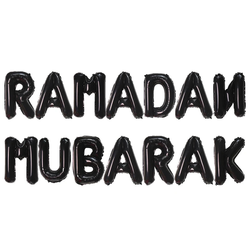 1set 16inch Umrah Mubarak Hang Letter Balloons Muslim Islamic Party Decorations Foil Ballon Ramadan Bunting Party Decorations