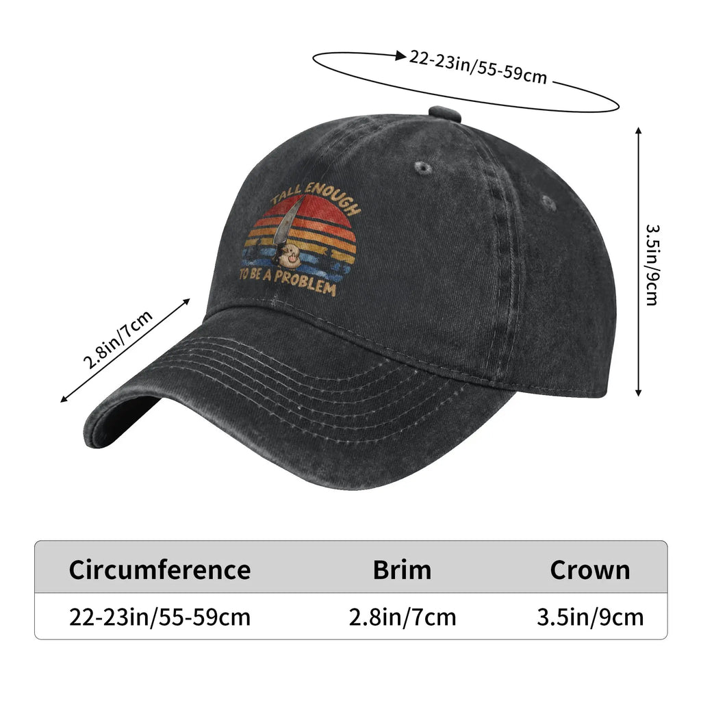 Tall Enough to Be a Problem Washed Baseball Cap Y2K Funny Sun Hip