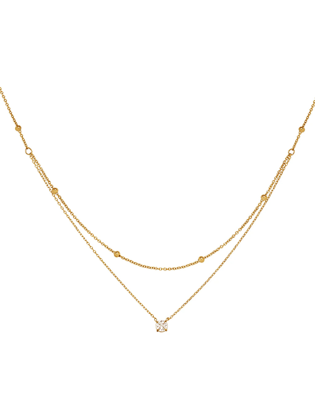 1pc Double Layer Rhinestone Chain Necklace Stainless Steel Women's Minimalist Jewelry for Everyday & Formal Events Gift