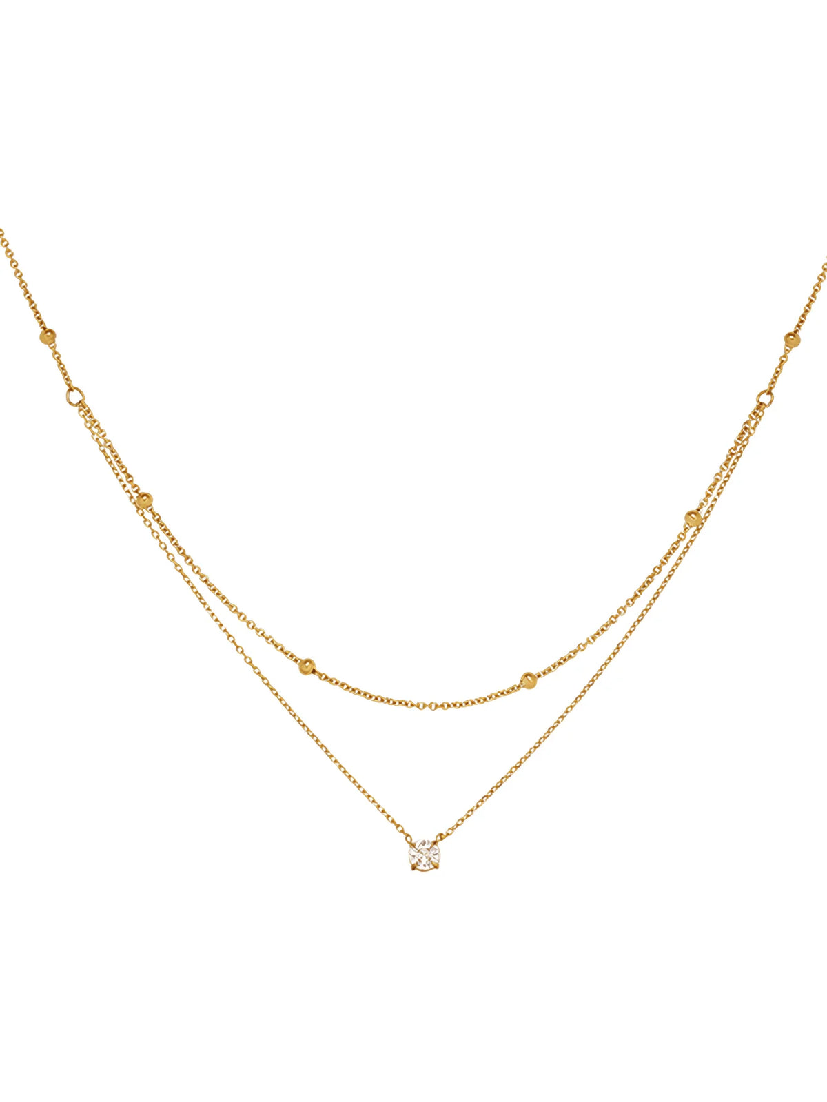 1pc Double Layer Rhinestone Chain Necklace Stainless Steel Women's Minimalist Jewelry for Everyday & Formal Events Gift