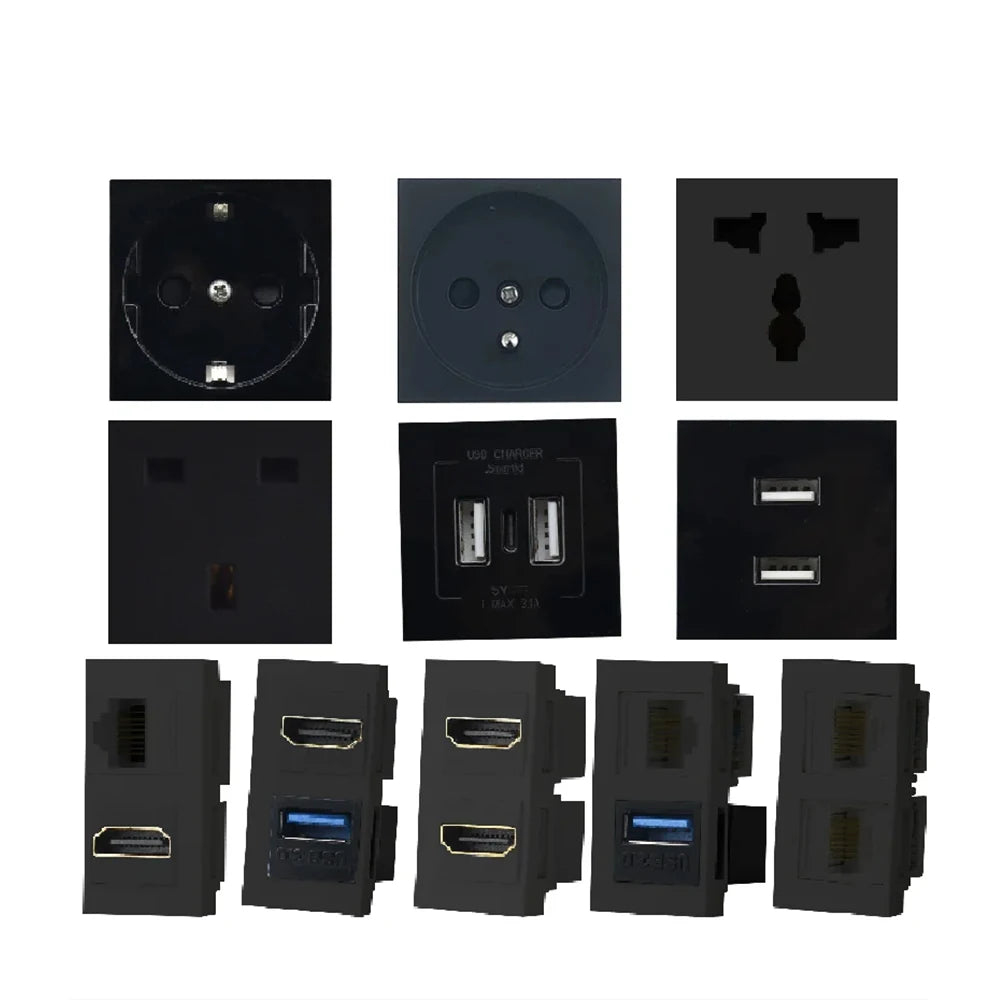 Sockets DIY Wireless Desktop UK FR EU Pop Up Hidden Table Socket With Wireless Charger USB TypeC Ports Table Sockets RJ45