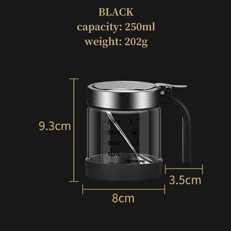 1pc Spices Glass Seasoning Jar with Spoon Sugar Bowl Salt Shaker Seasoning Container Kitchen Supplies Storage Set Spice Boxes