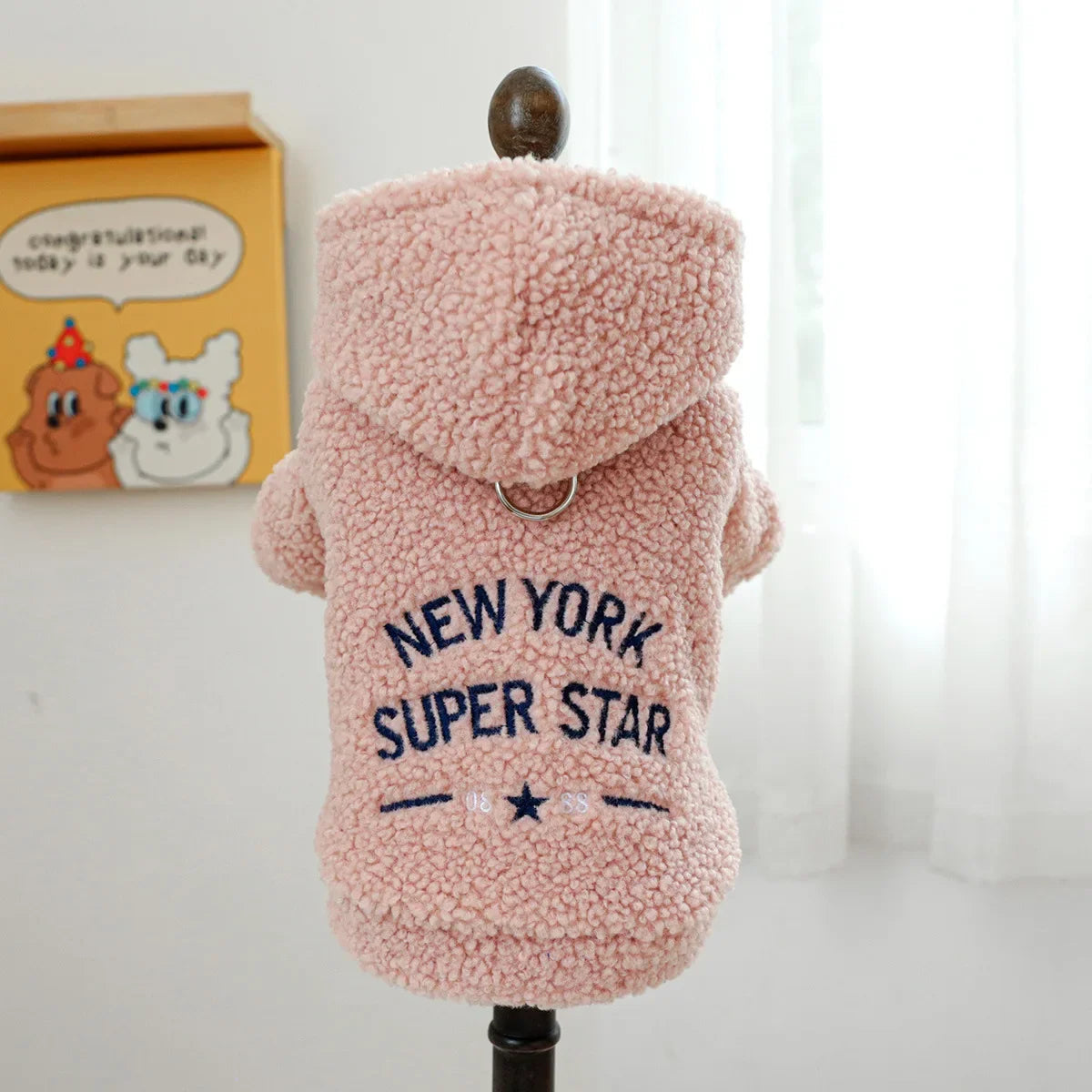 Autumn and Winter Pet Lamb Fleece Hooded Jacket Puppy and Cat Clothes New Models Thick and Warm Letter Hoodie Pet Clothes