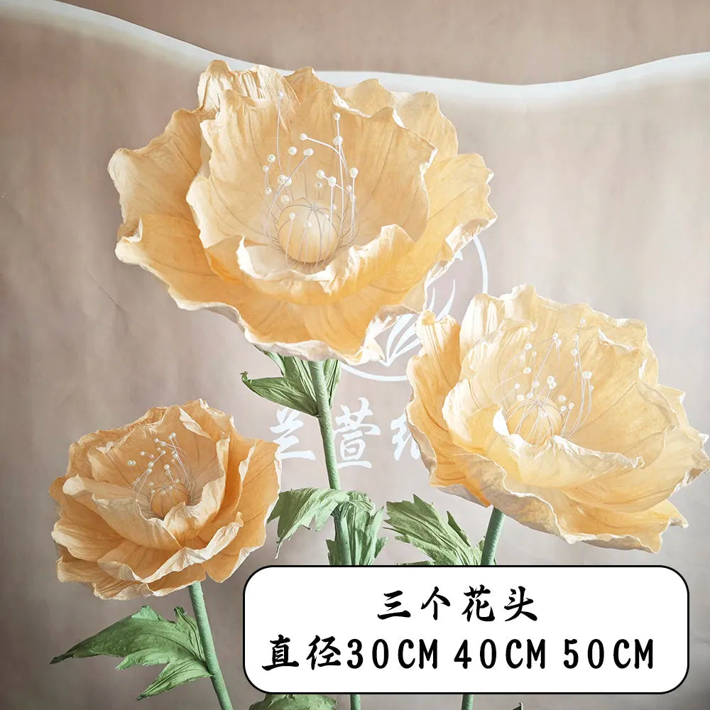 Wedding Props Artificial Giant Poppy Paper Flower Wedding Road Guide Floral Birthday Party Backdrop Decor Stage Window Display