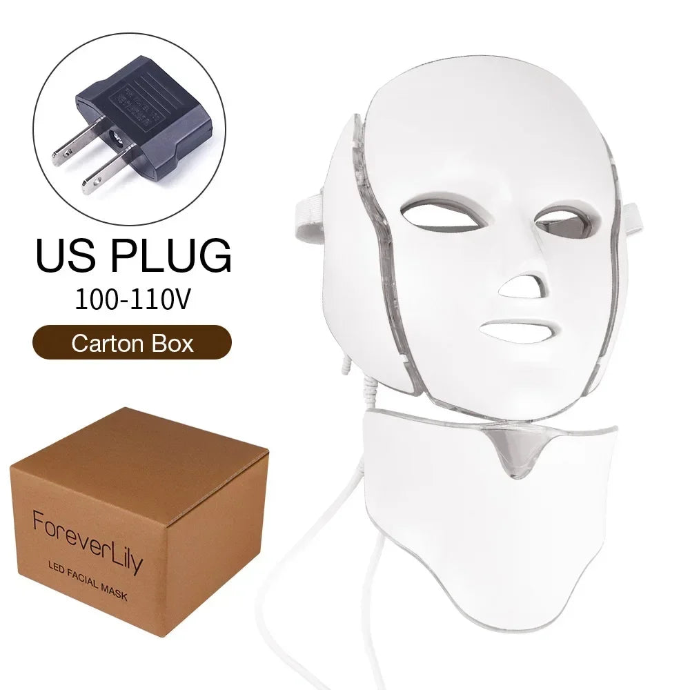 7 Colors Light LED Face Neck Beauty Mask Photon Red Light Facial