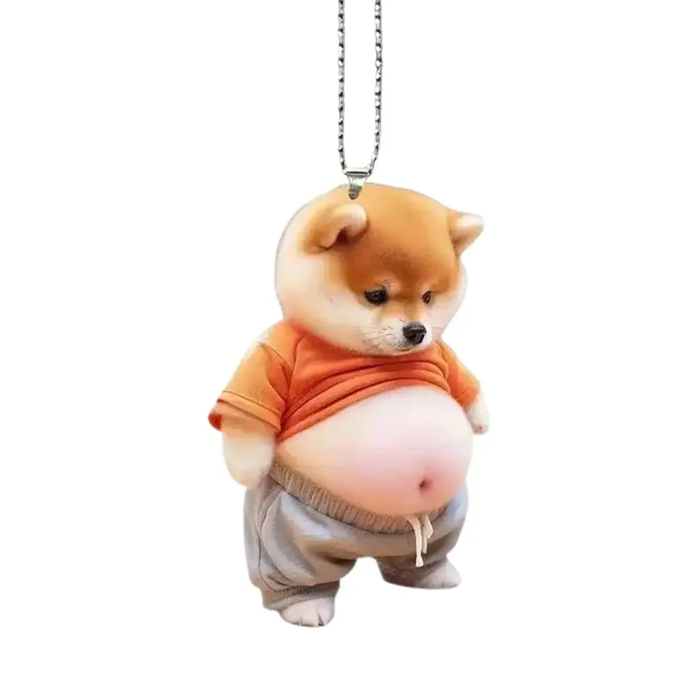 Fat Puppy Keychain 2d Flat Acrylic Cartoon Dog Ornament Car Mirror Backpacks Hanging Pendant For Home Decor G3z1