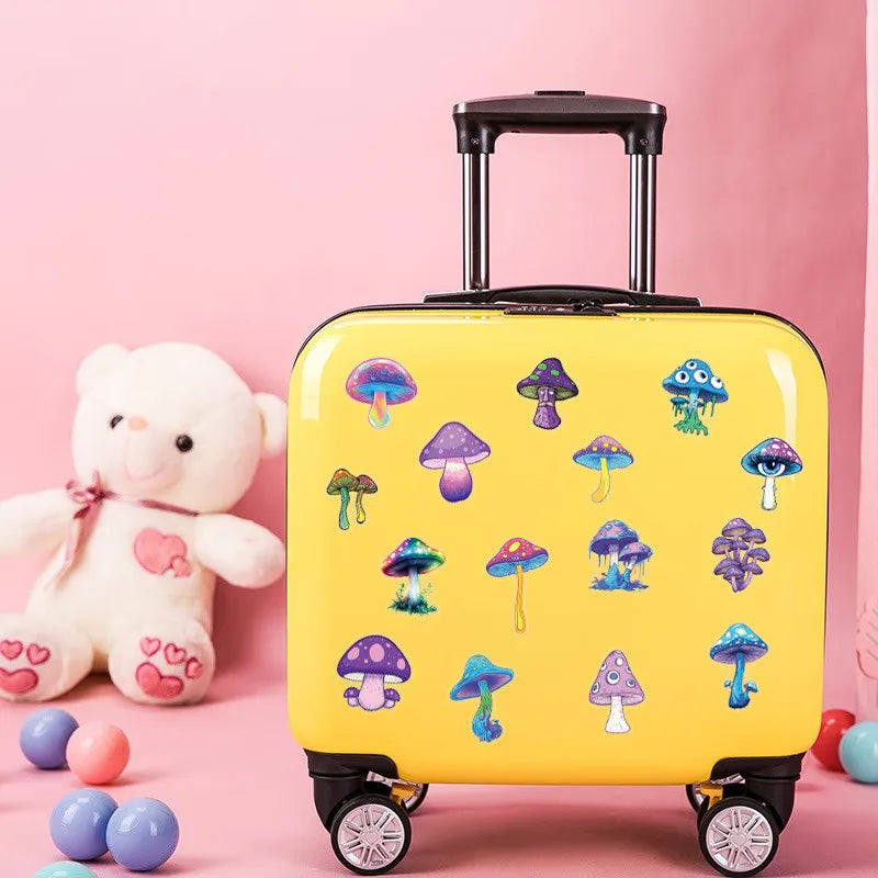 50 Pcs Transparent Iridescent Mushroom Stickers - PET Decorative Decals for Notebooks, Phone Cases, Tablets, Motorcycle