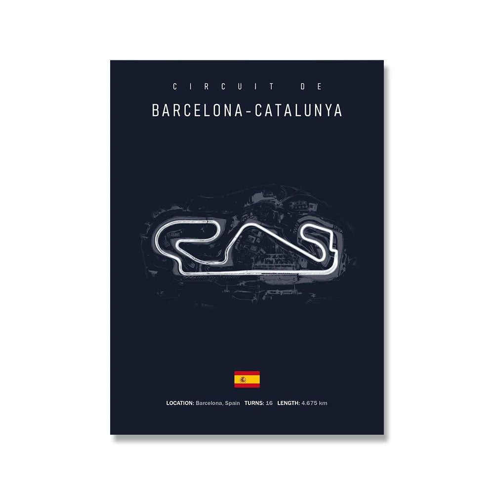 F1 Circuit Poster Inpu Island Jerez Catalonia Sepang International Circus Circuit Canvas Painting Wall Picture Artist Home Decor